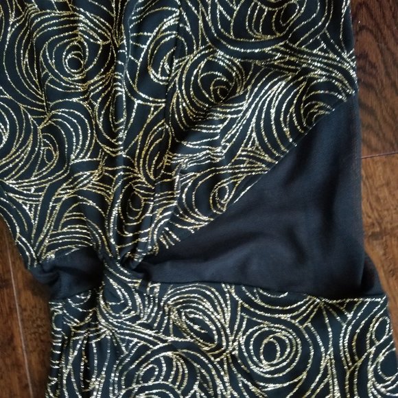 Kitty Black/Shimmering Gold/Mesh Long Evening Dress - Picture 9 of 11